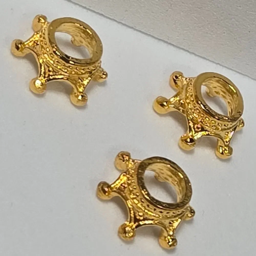 5pcs - Gold Crown Spacer Beads Charm Bracelet Set DIY Jewelry Shiny Royal Tiara